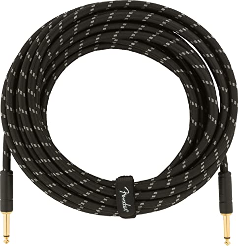 Fender 25-Foot Deluxe Instrument Cable, Straight-Straight, Black Tweed - 1 Pack