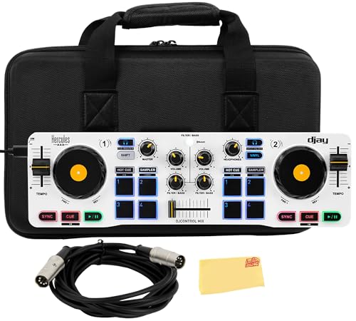 Hercules DJControl Mix Bluetooth Wireless DJ Controller for Smartphones - White w/ Case