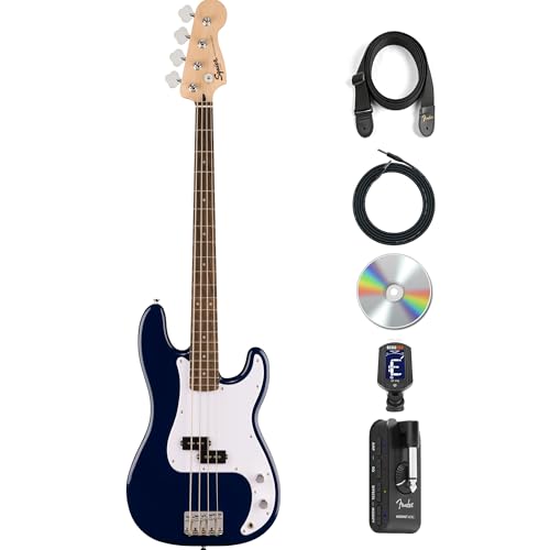 Fender Squier Sonic Precision Bass Guitar - Midnight Blue w/ Mustang Micro Headphone Amplifier