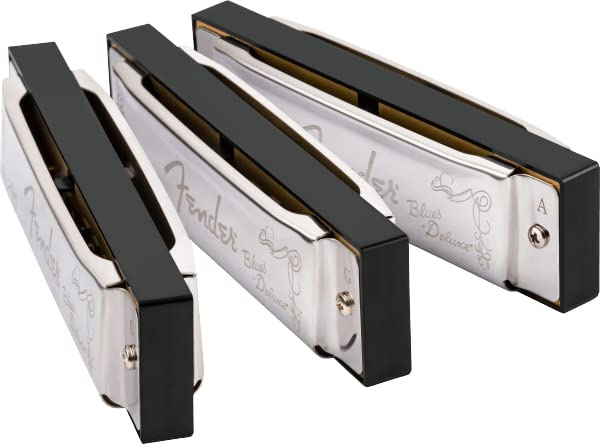 Fender Blues Deluxe Harmonica 3 Pack - Keys A, C, G w/ Carrying Case