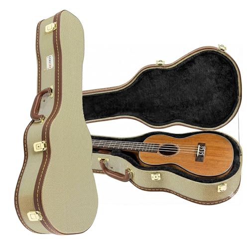 Gearlux Concert Ukulele Hard Case - Gold Tweed (24.25-Inch Length)