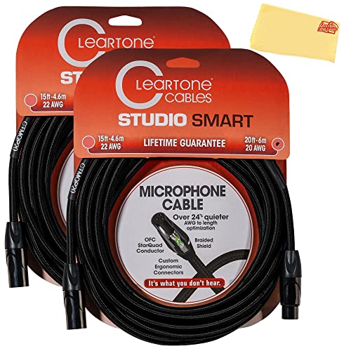 Cleartone 20-Foot Studio Smart Microphone Cable, 20 AWG - 2 Pack
