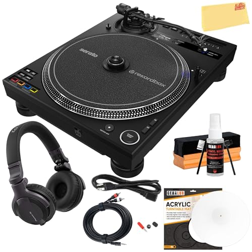 Pioneer DJ PLX-CRSS12 Professional Direct Drive Turntable with DVS Control - Black w/ Headphones