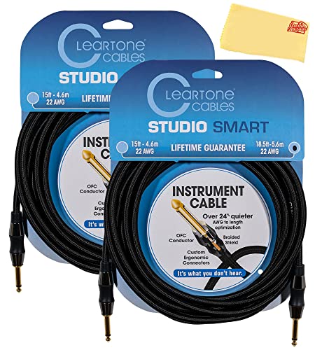 Cleartone 18.5-Foot Studio Smart Instrument Cable, Straight-Straight, 22 AWG - 2 Pack
