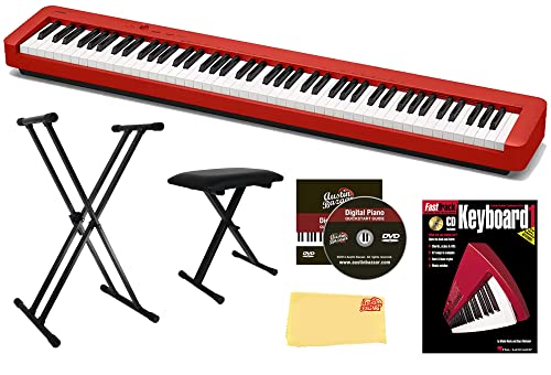 Casio CDP-S160 88-Key Compact Digital Piano - Red w/ Adjustable Stand