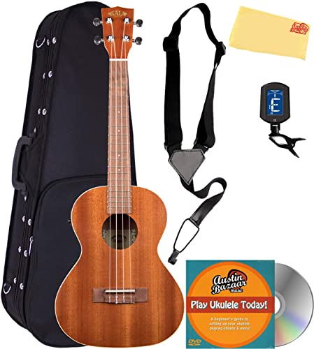 Kala KA-TE Satin Mahogany Tenor Acoustic-Electric Ukulele w/ Hard Case