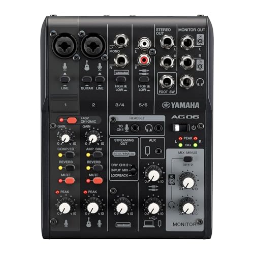 Yamaha AG06MK2 6-Channel Live Streaming Loopback Audio USB Mixer - Black