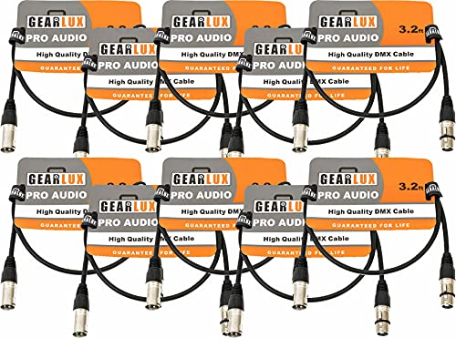Gearlux 3.2-Foot 3-Pin Male-to-Female DMX Cable - 10 Pack