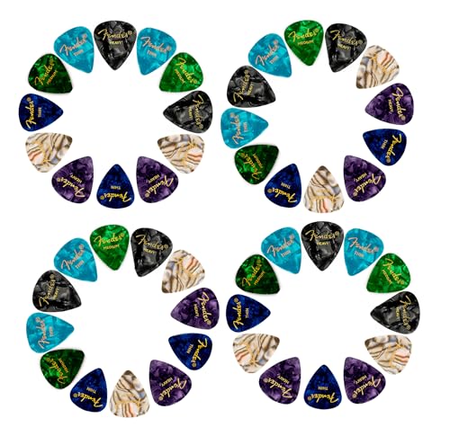 Fender Premium Guitar Pick Sampler, 48 Assorted - Tortoise Shell with Thin, Medium, and Heavy Gauges