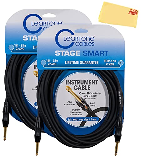 Cleartone 18.5-Foot Stage Smart Instrument Cable, Straight-Straight, 22 AWG - 2 Pack