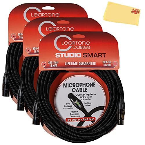 Cleartone 25-Foot Studio Smart Microphone Cable, 18 AWG - 3 Pack