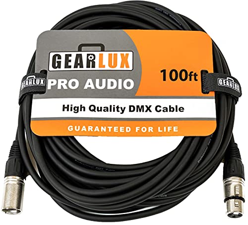 Gearlux 100-Foot 3-Pin Male-to-Female DMX Cable