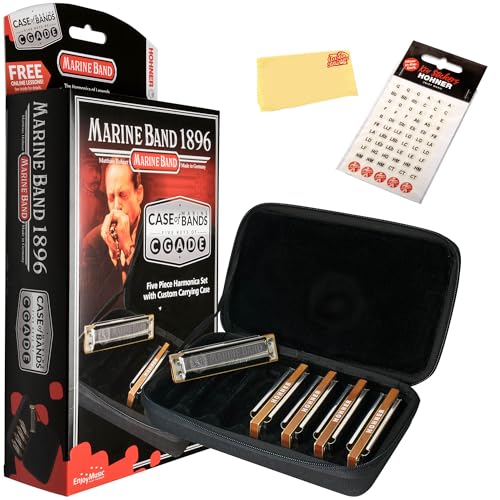 Hohner MBC Marine Band 1896 Harmonica - 5 Pack w/ Key Stickers