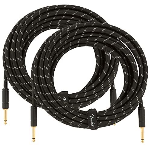 Fender 25-Foot Deluxe Instrument Cable, Straight-Straight, Black Tweed - 2 Pack