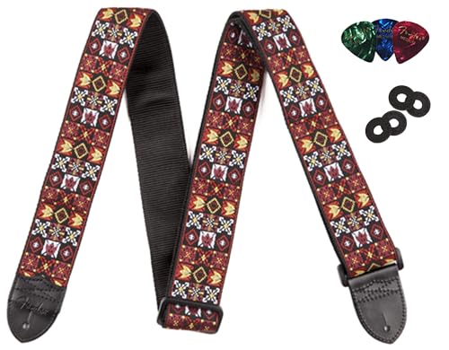 Fender Festival Hootenanny Woven Strap - Red w/ Strap Blocks