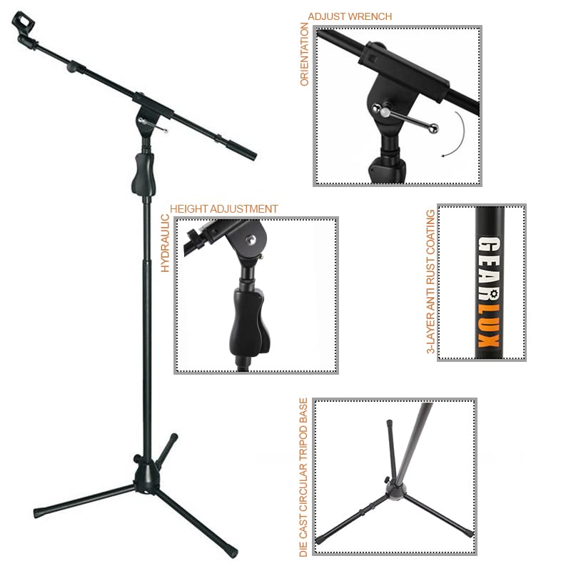 Gearlux Microphone Stand with Orientation Adjustment and Hydraulic Height Adjustment