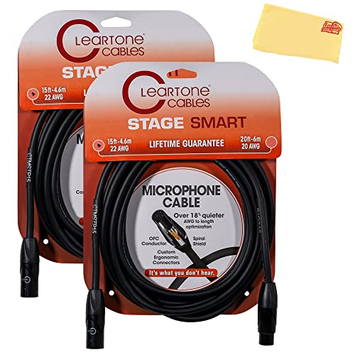 Cleartone 15-Foot Stage Smart Microphone Cable, 22 AWG - 2 Pack