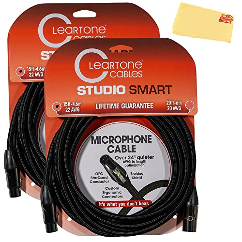 Cleartone 15-Foot Studio Smart Microphone Cable, 22 AWG - 2 Pack