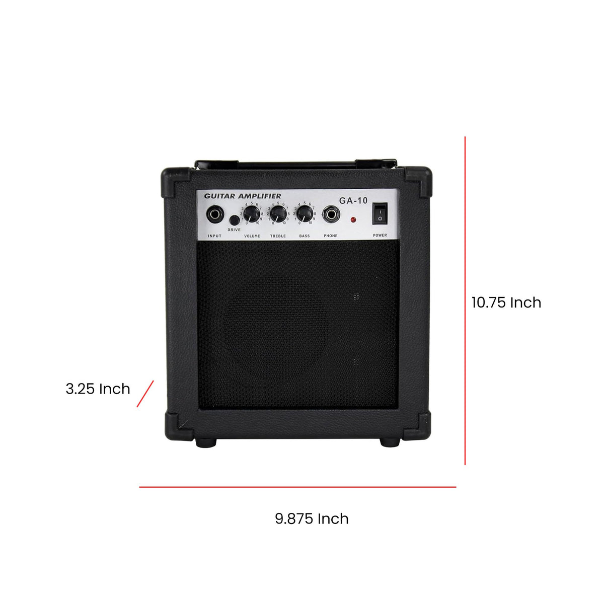 Gearlux GA10 10-Watt Electric Guitar Amplifier - Black w/ Instrument Cable