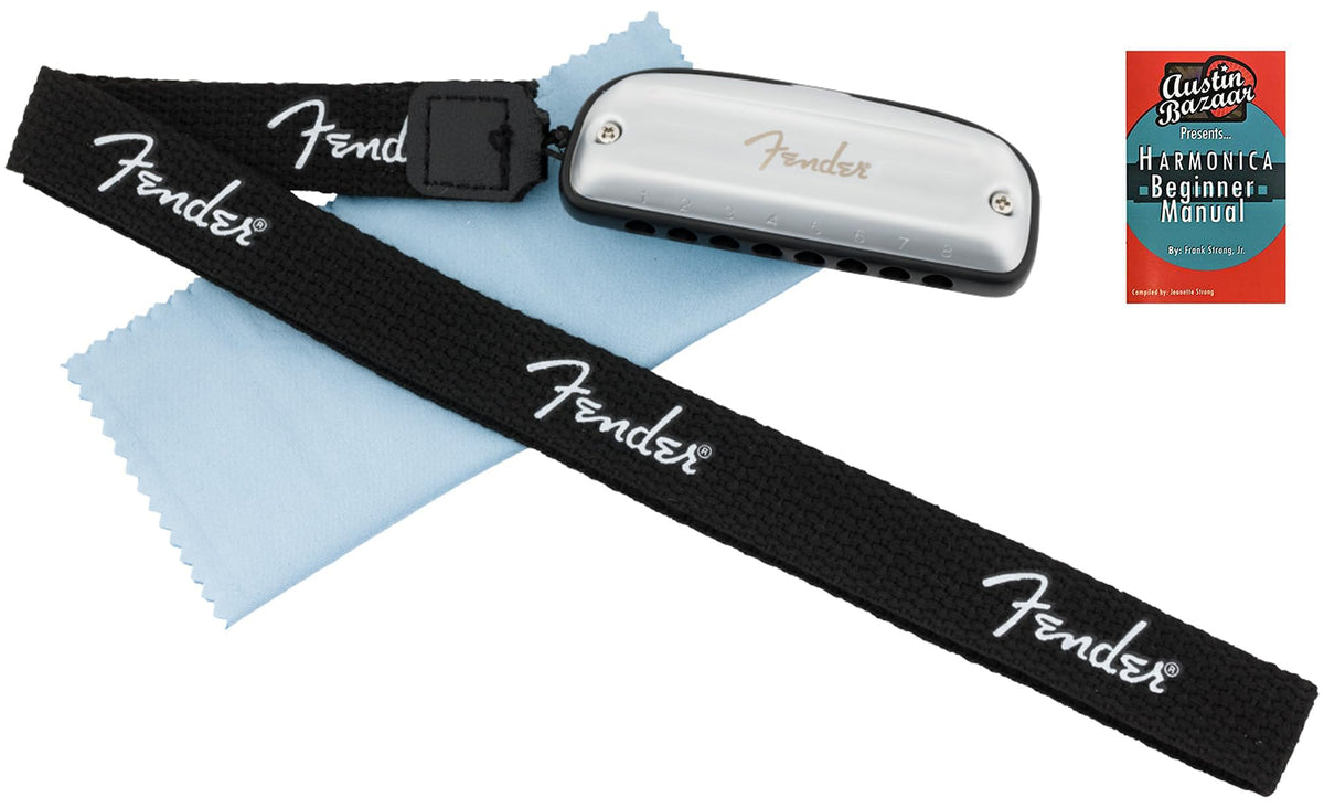Fender Blues Junior Diatonic 8-Hole Harmonica - Key of A w/ Austin Bazaar Instructional Manual