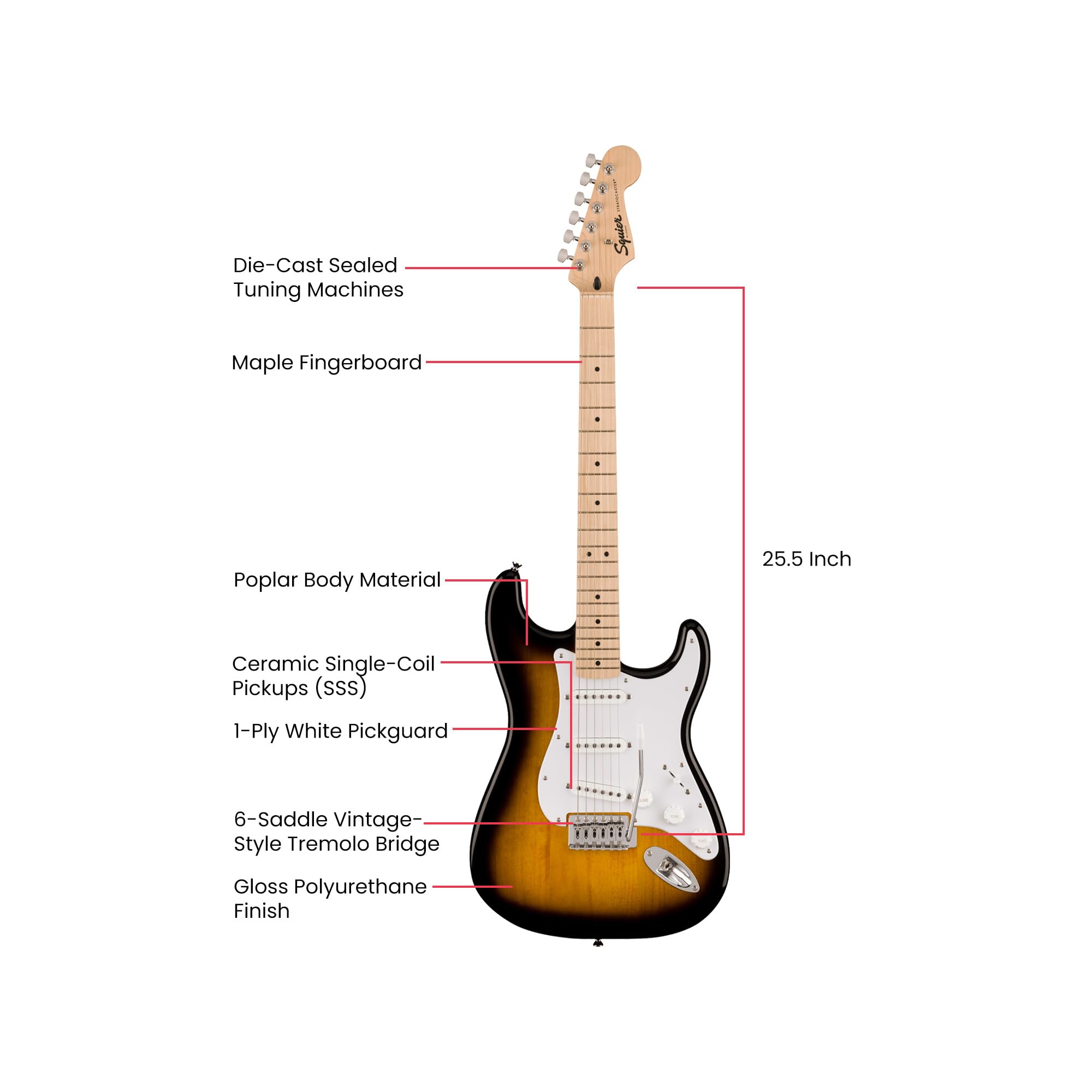 Fender Squier Sonic Stratocaster - 2-Color Sunburst w/ Mustang Micro
