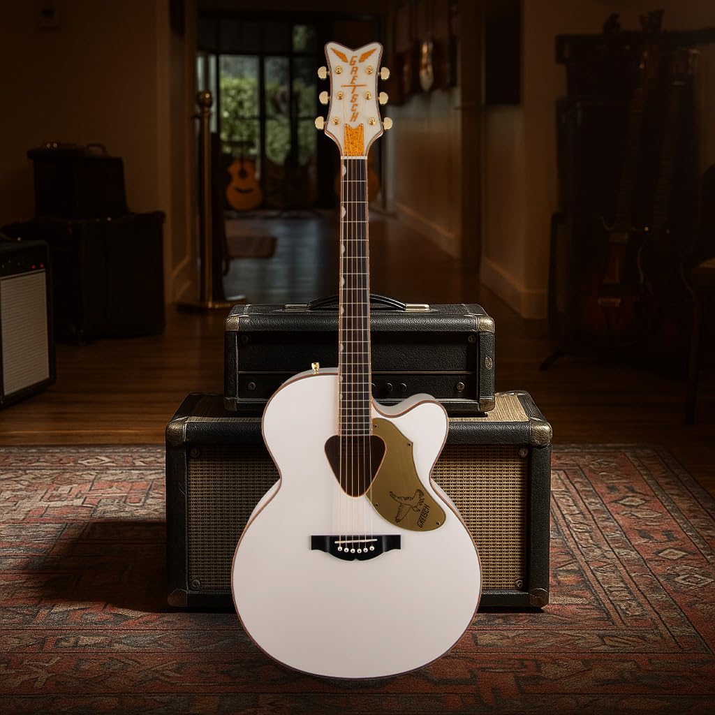 Gretsch G5022CWFE Rancher Falcon Jumbo Acoustic-Electric Guitar - White w/ Strap