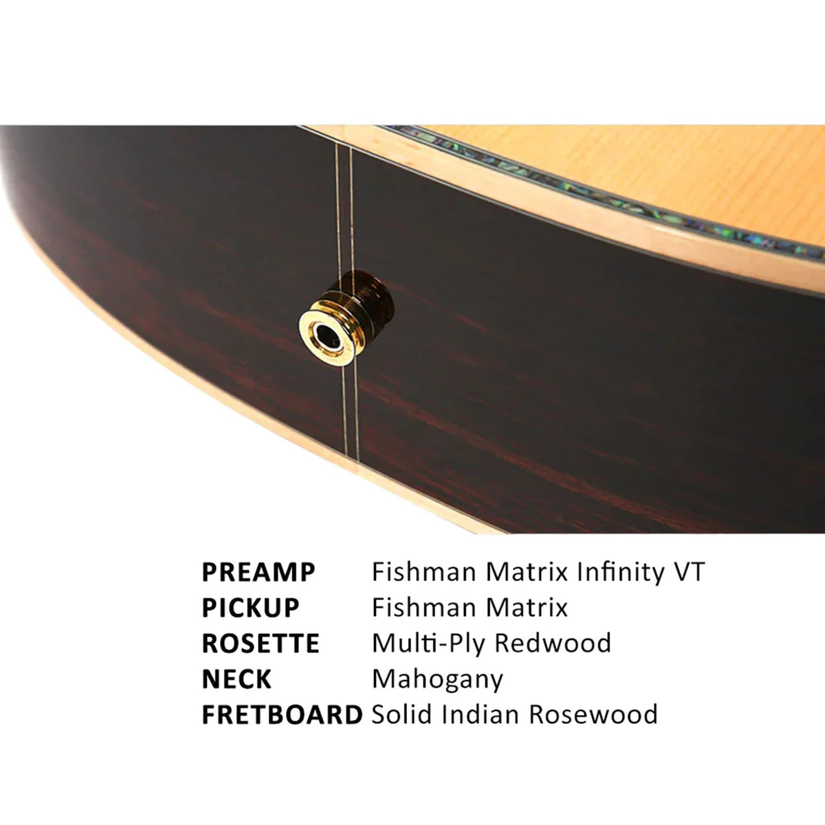 Parkwood GA880 ADK Grand Auditorium Cutaway Semi Acoustic Guitar - Natural