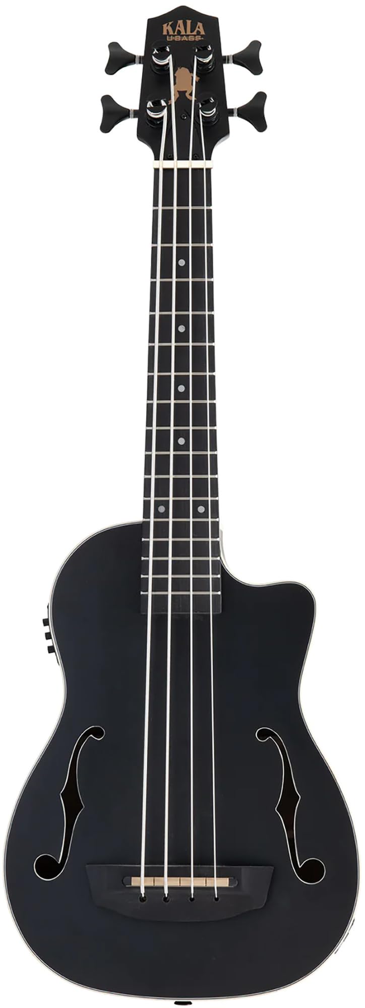 Kala UBASS-JYMN-BK-FS Black Journeyman Mahogany Acoustic-Electric U-Bass Ukulele Bass w/ Gig Bag