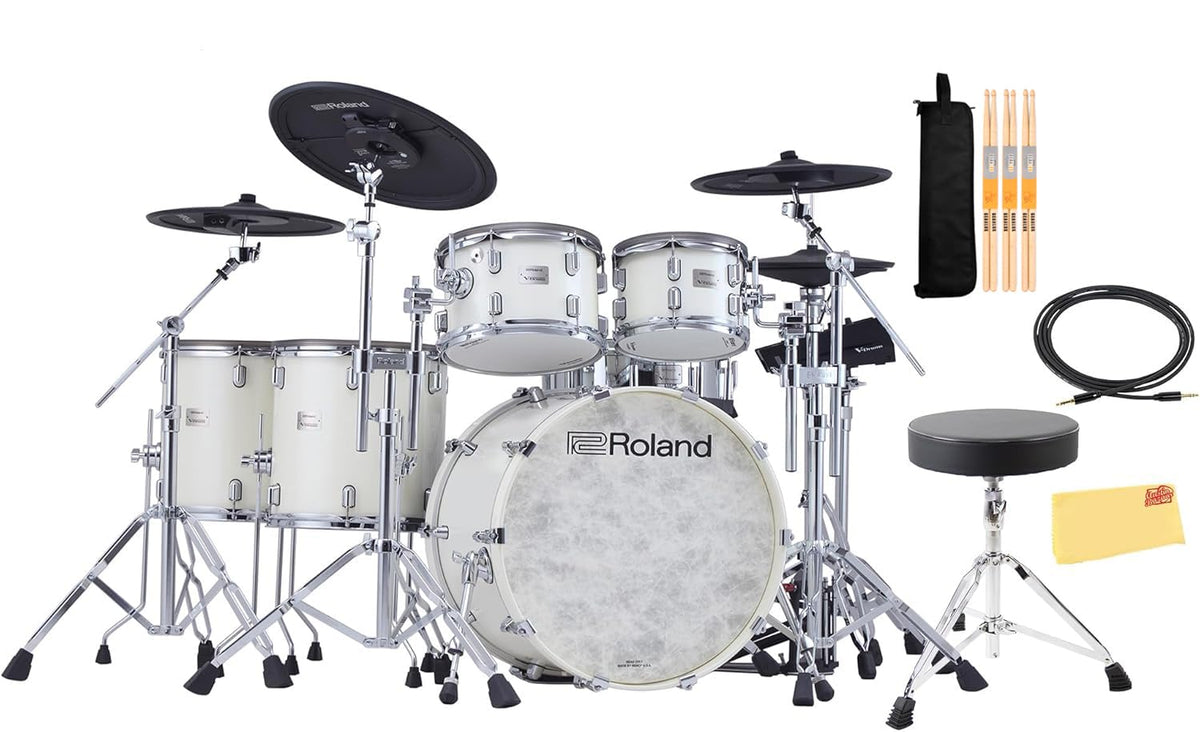 Roland VAD716-PW V-Drums Acoustic Design Electronic Drum Set - Pearl White w/ Drum Throne