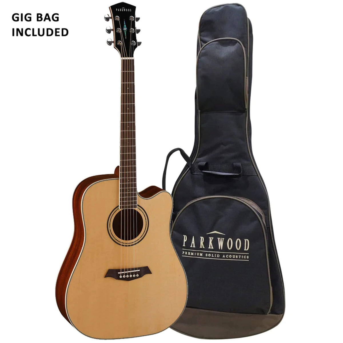 Parkwood S66 Dreadnought Cutaway Semi Acoustic Guitar - Natural
