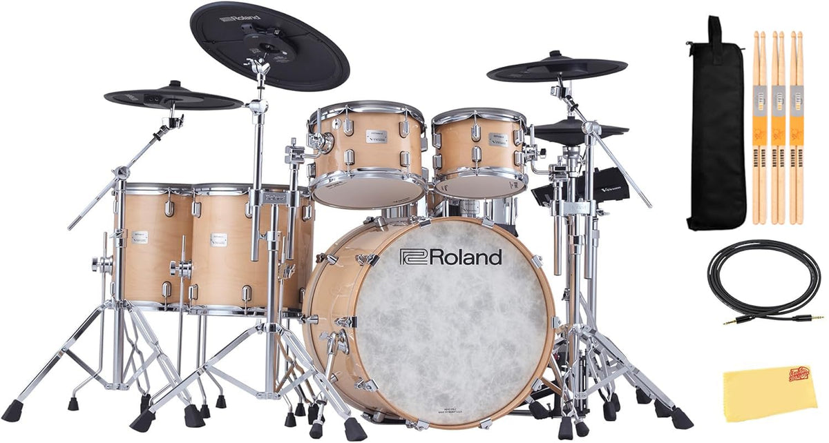 Roland VAD716-GN V-Drums Acoustic Design Electronic Drum Set - Gloss Natural w/ Audio Cable