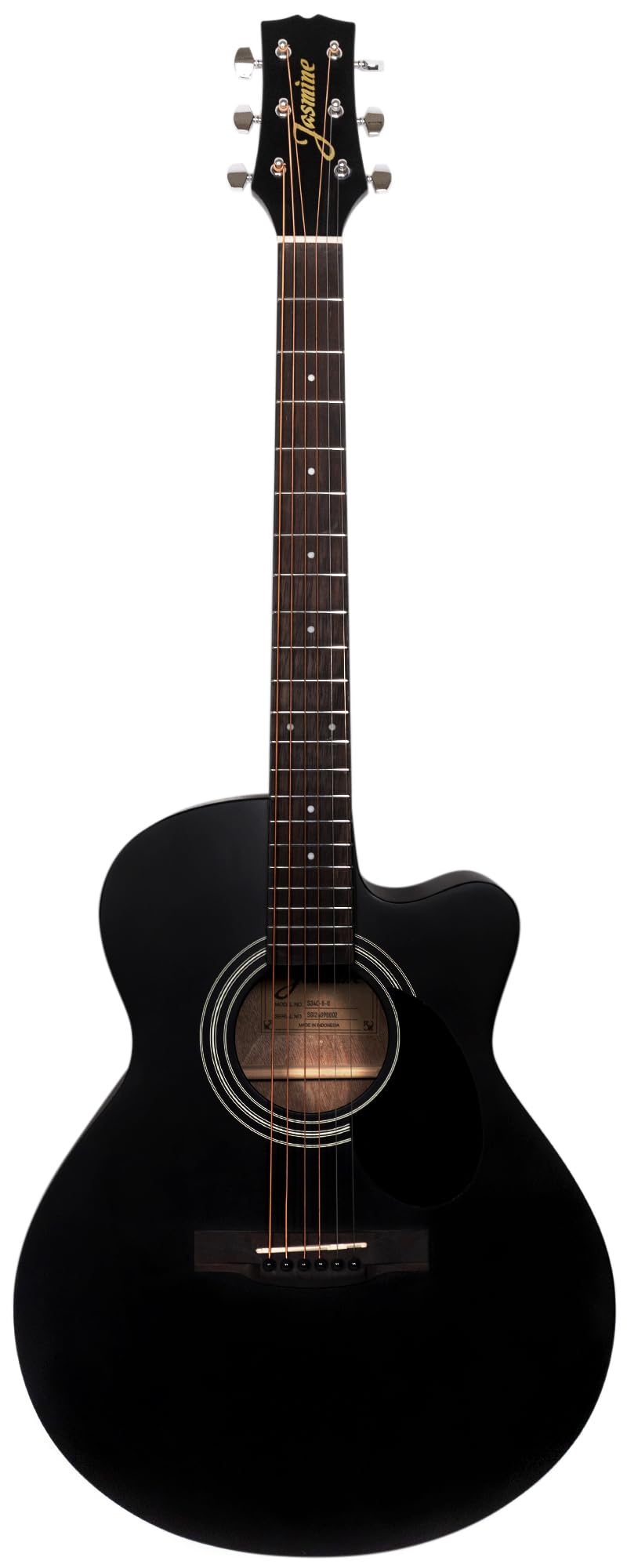 Jasmine S34C NEX Orchestra-Style Cutaway Acoustic Guitar - Black