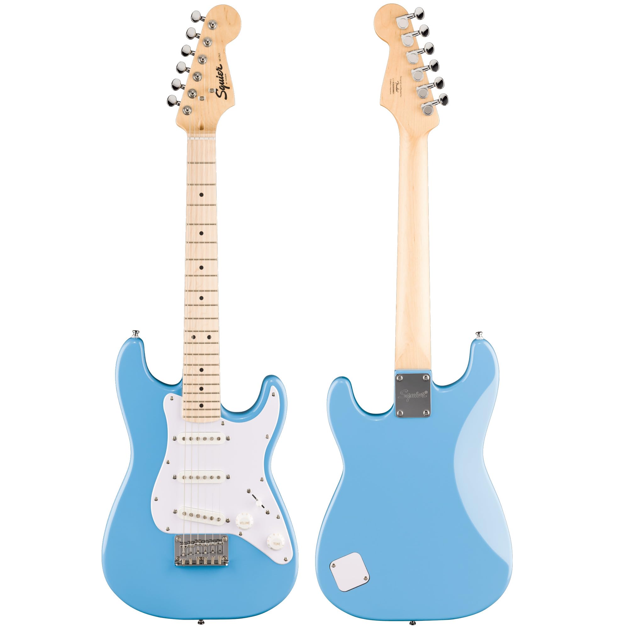 Fender Squier 3/4-Size Kids Mini Strat Electric Guitar - California Blue w/ Amplifier