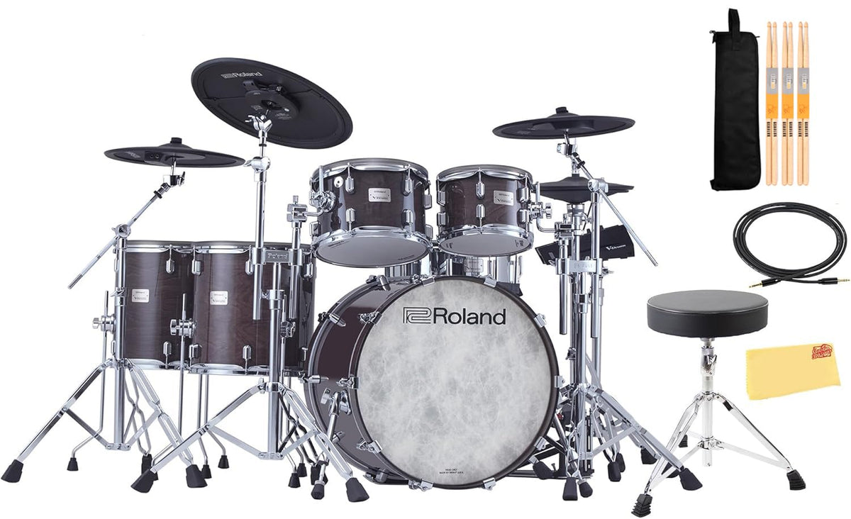 Roland VAD716-GE V-Drums Acoustic Design Electronic Drum Set - Gloss Ebony w/ Drum Throne