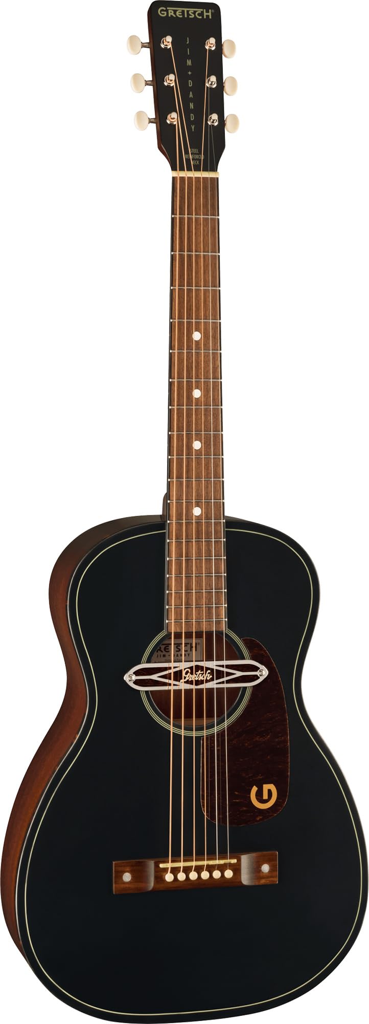 Gretsch Jim Dandy Deltoluxe Parlor Short Scale Acoustic-Electric Guitar - Black Top w/ Strap