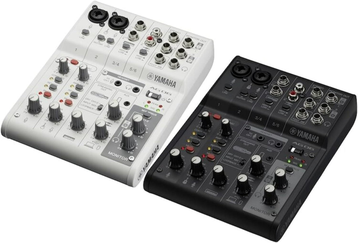 Yamaha AG06MK2 6-Channel Live Streaming Loopback Audio USB Mixer - White