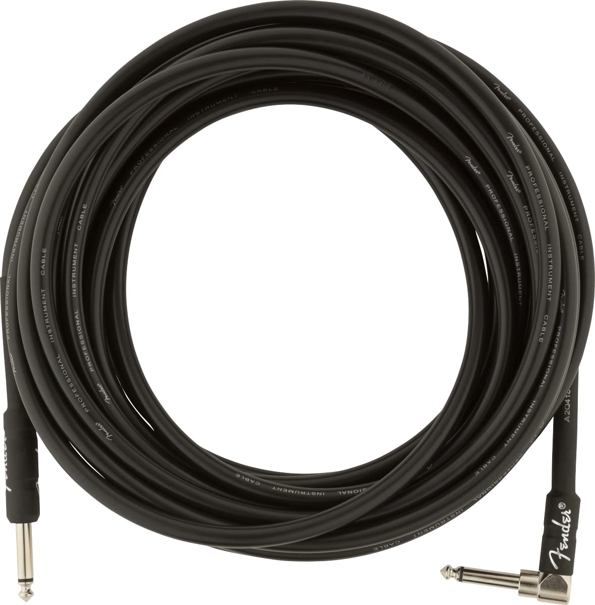 Fender 25-Foot Professional Instrument Cable, Straight-Angled, Black - 2 Pack