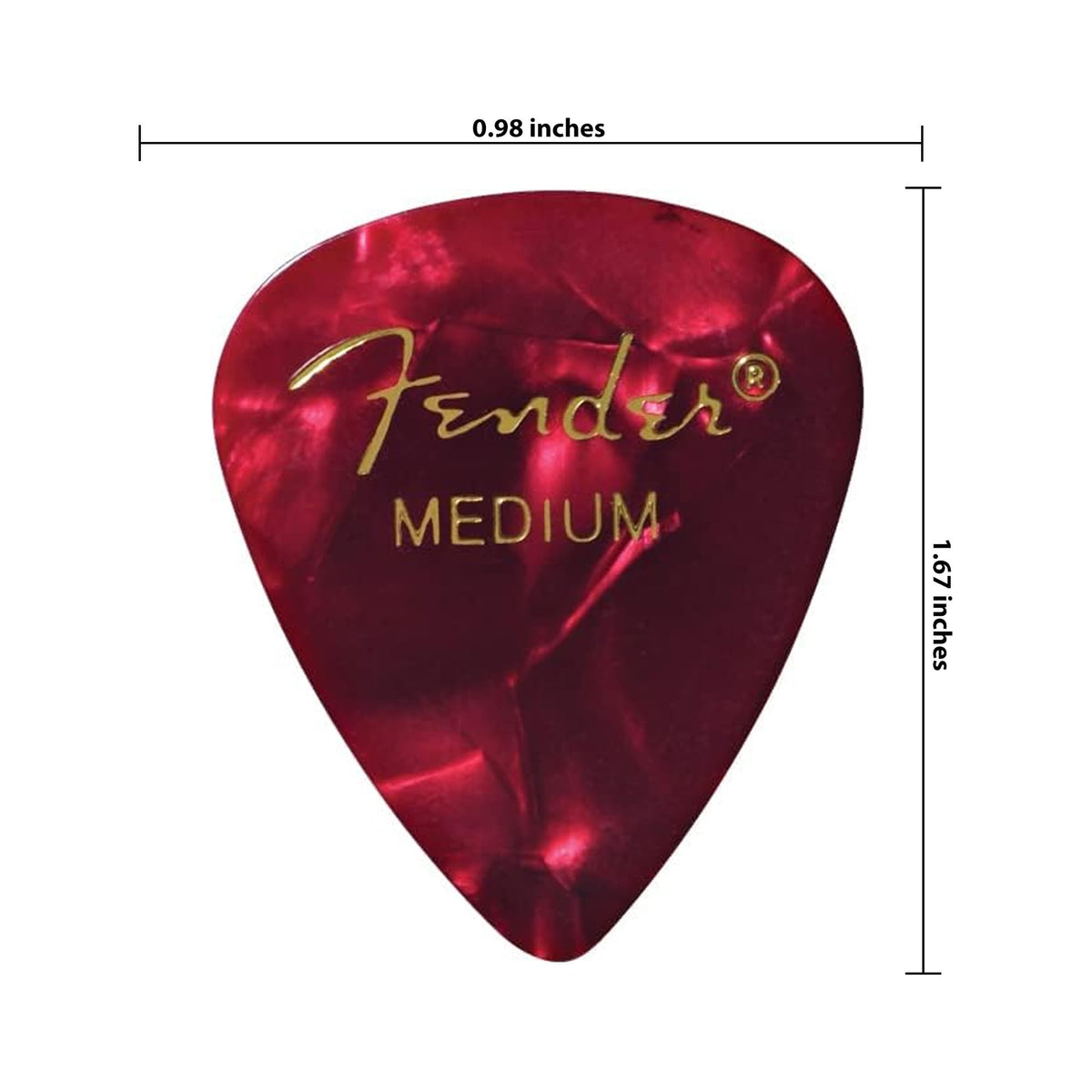 Fender Premium Celluloid 351 Shape Picks, Medium, Red Moto - 12 Pack