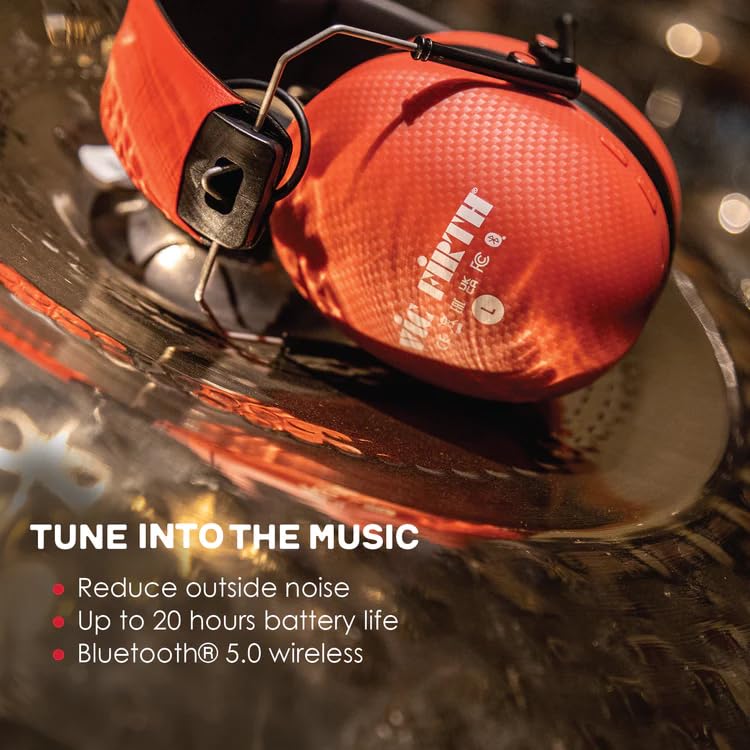 Vic Firth Bluetooth Isolation Headphones - Red w/ Practice Tips