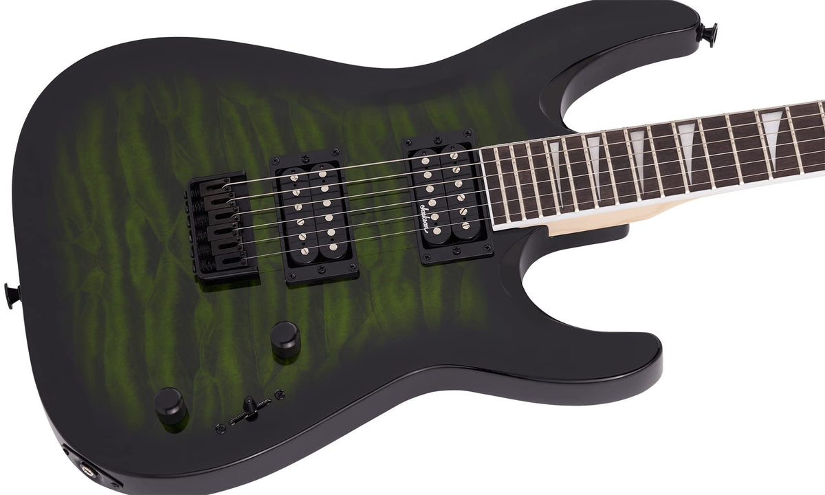 Jackson JS Series Dinky Arch Top JS32Q DKA HT Electric Guitar - Transparent Green Burst w/ Instrument Cable