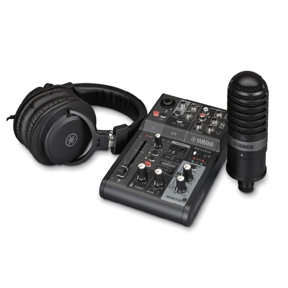 Yamaha AG03MK2 3-Channel Live Streaming Mixer - Black Pack with Headphones