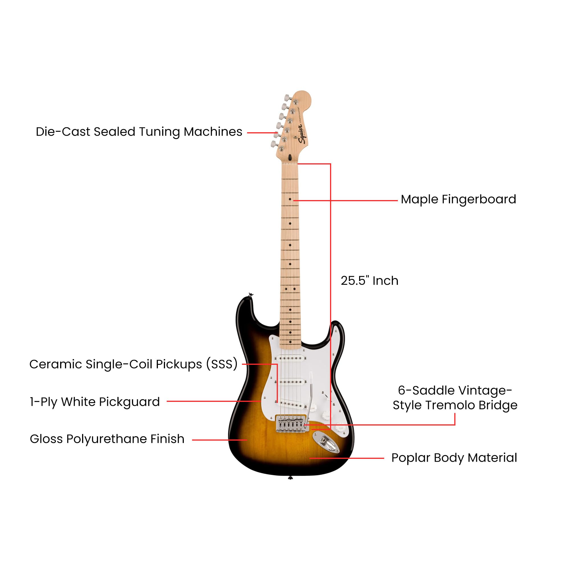 Fender Squier Sonic Stratocaster - 2-Color Sunburst w/ Frontman 10G Amp