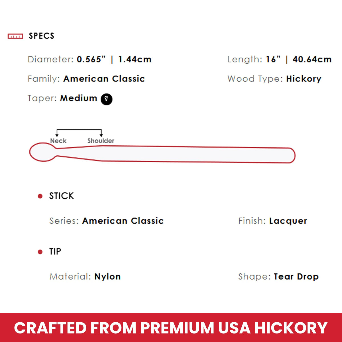 Vic Firth American Classic 5A Nylon Tip Drumsticks