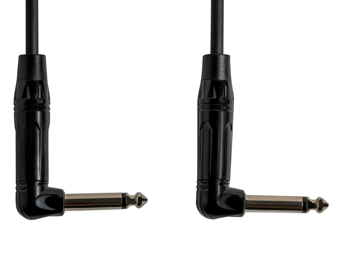 Gearlux 3-Inch Guitar Patch Cable, 1/4 Inch, Angled, Black - 6 Pack