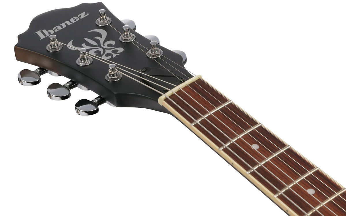 Ibanez AS53 AS Artcore Hollow Body Electric Guitar - Transparent Black Flat w/ Amplifier