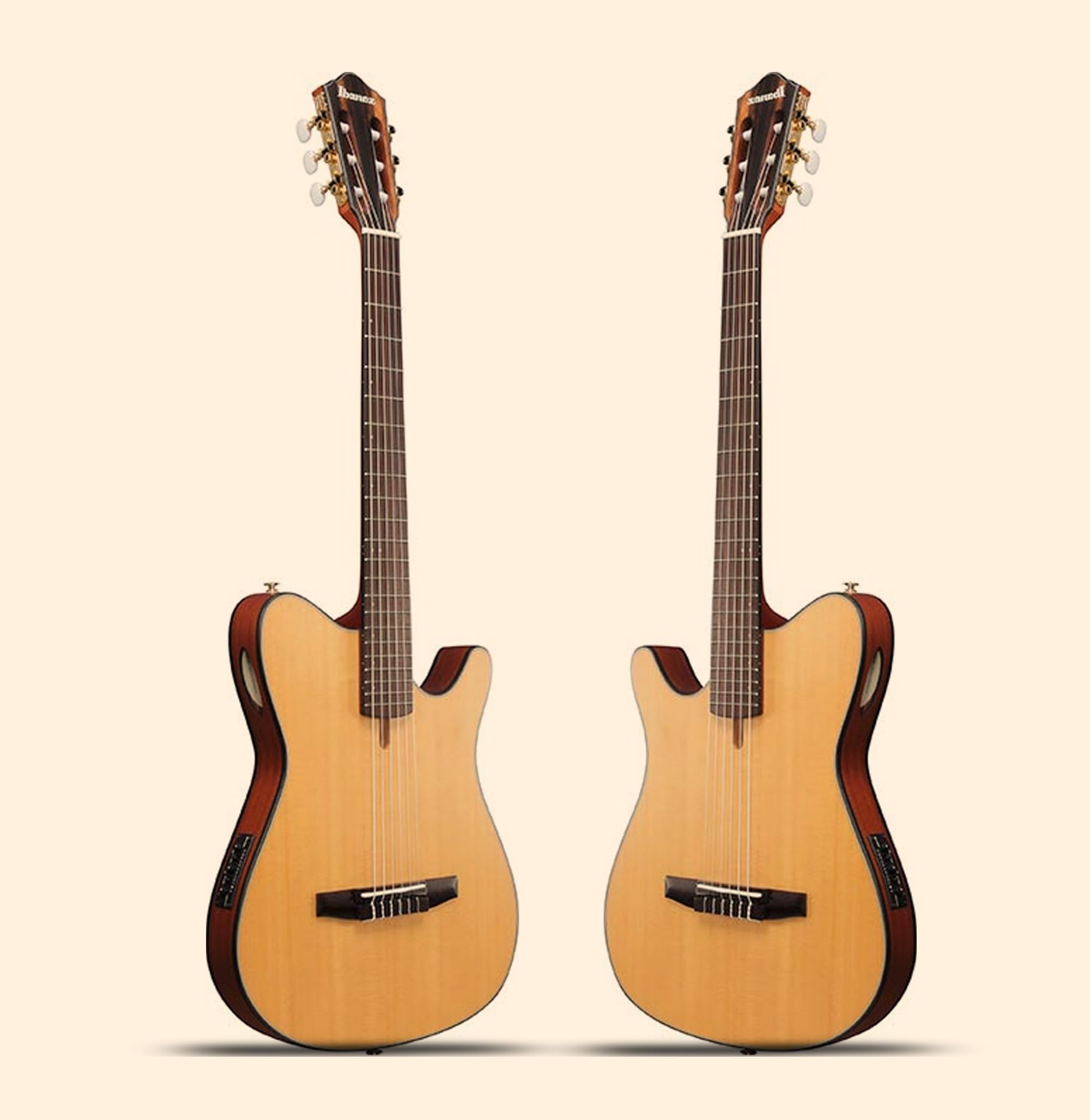 Ibanez FRH10N FRH Thinline Nylon String Acoustic-Electric Guitar - Natural Flat w/ Case