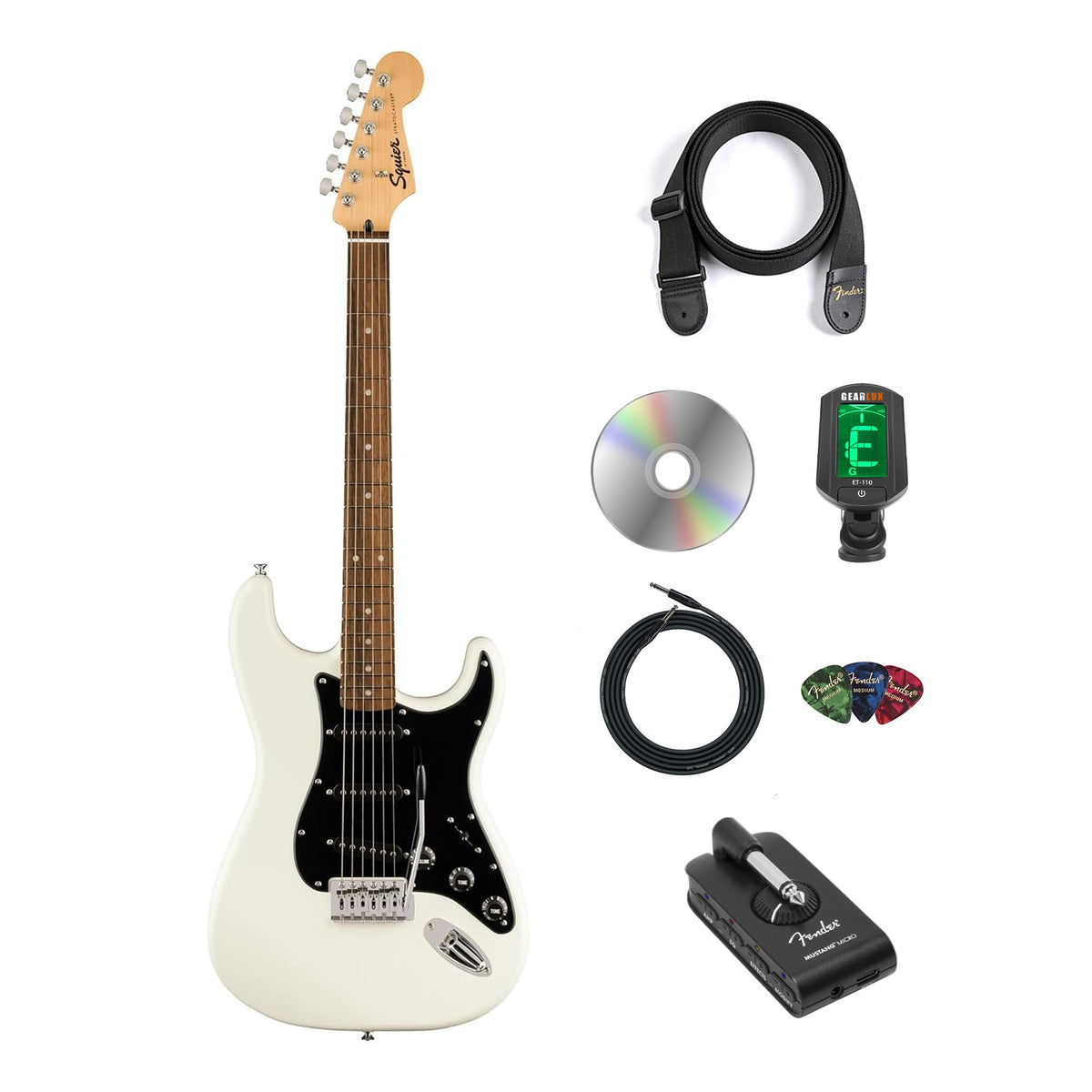 Fender Squier Sonic Stratocaster - Arctic White w/ Mustang Micro