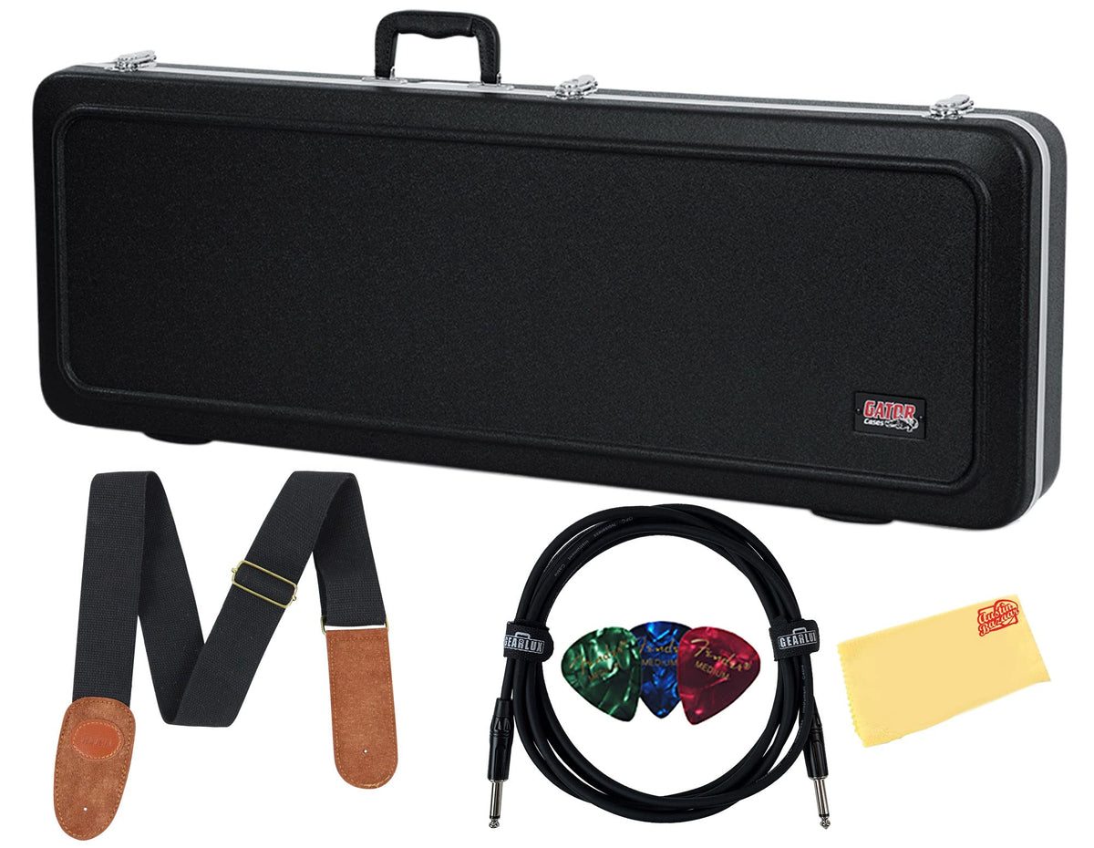 Gator GC-ELECTRIC-A Deluxe Molded Case for Electric Guitars - Black w/ Instrument Cable