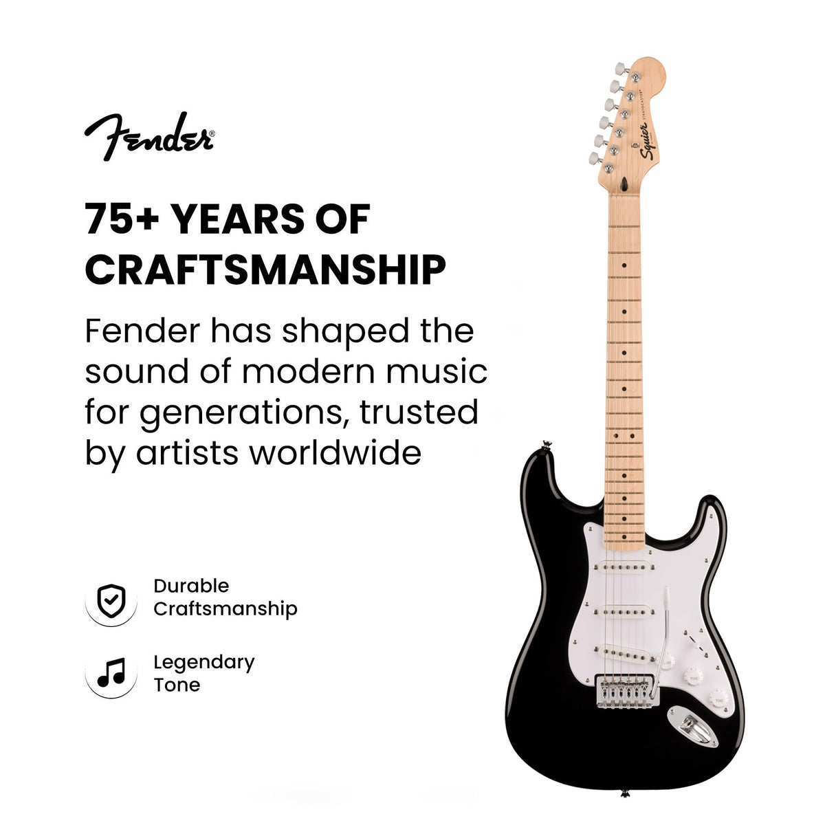 Fender Squier Sonic Stratocaster - Black w/ Mustang Micro