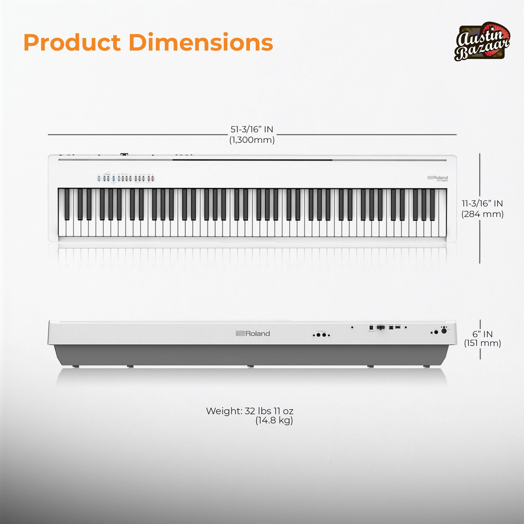Roland FP-30X 88-Key Digital Piano - White w/ Adjustable Stand